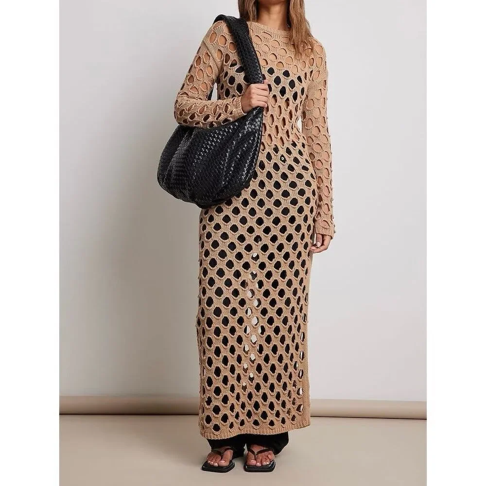 NWOT NA-KD Hole Knitted Maxi Dress Beach Cover-up Women’s Medium